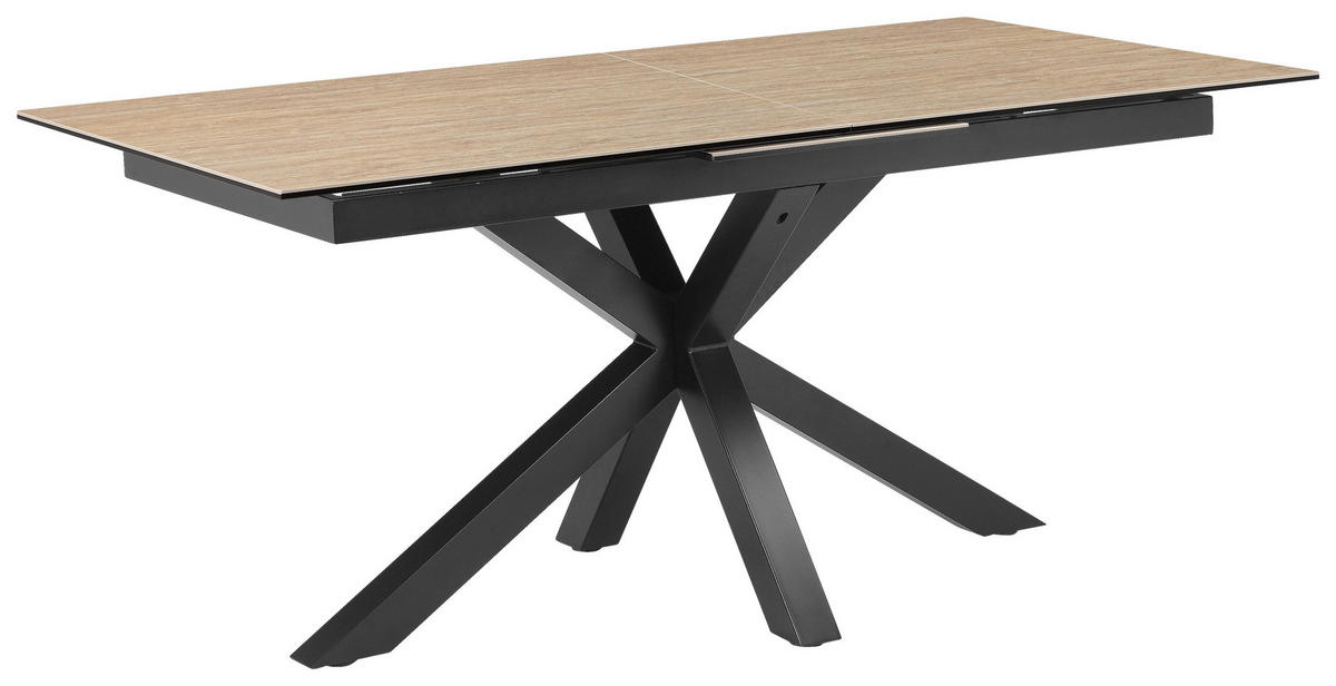 ESSTISCH 168-210/90/76 cm  Metall, Glas, Keramik ausziehbar rechteckig Schwarz, Beige  - Beige/Schwarz, MODERN, Glas/Keramik (168-210/90/76cm) - MID.YOU