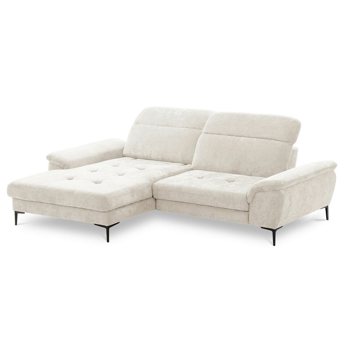 ECKSOFA  Webstoff Creme  - Creme/Schwarz, Design, Textil/Metall (195/268cm) - Livetastic