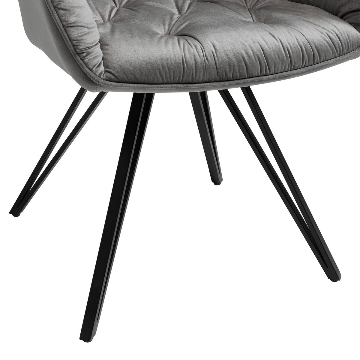 ARMLEHNSTUHL  in Eisen Samt  - Dunkelgrau/Schwarz, LIFESTYLE, Holz/Textil (61/82/62cm) - Livetastic