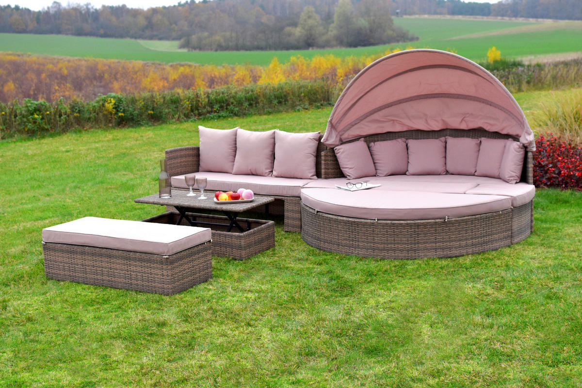 GARTENSET 8-teilig  - Naturfarben, MODERN, Kunststoff/Metall (180/147/183cm) - Gardenson