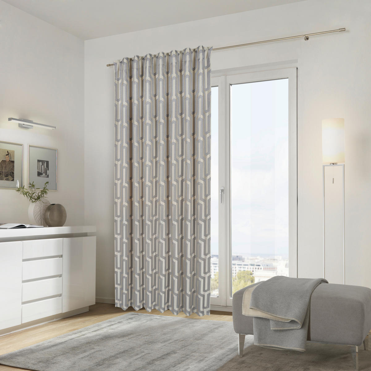 FERTIGVORHANG MALFOY blickdicht 140/245 cm   - Beige/Silberfarben, Design, Textil (140/245cm) - Ambiente