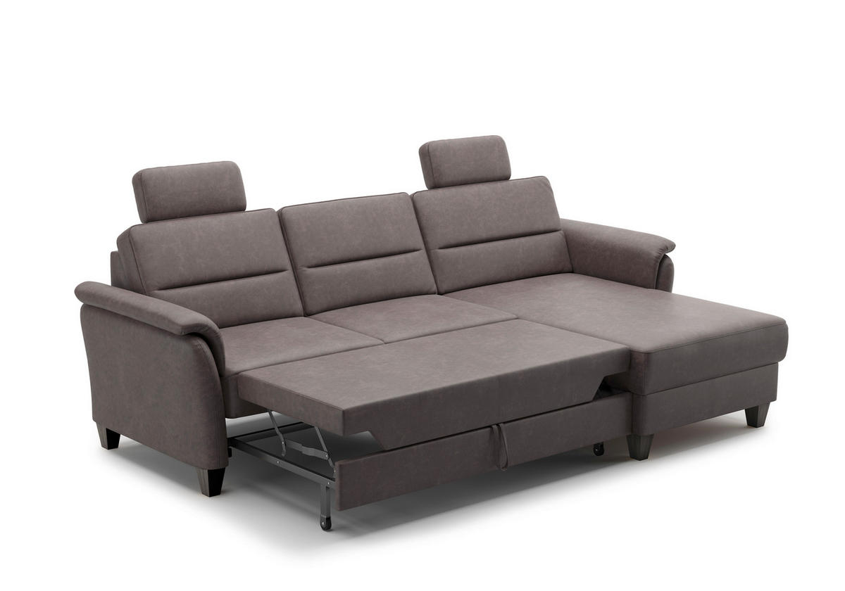 ECKSOFA in Mikrofaser Braun  244/163 cm  - Wengefarben/Braun, KONVENTIONELL, Holz/Textil (244/163cm) - Sit & More