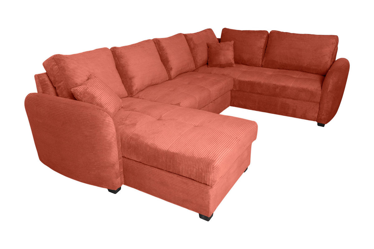 WOHNLANDSCHAFT SORINA Orange Cord  - Schwarz/Orange, Design, Kunststoff/Textil (157/305/202cm) - MID.YOU