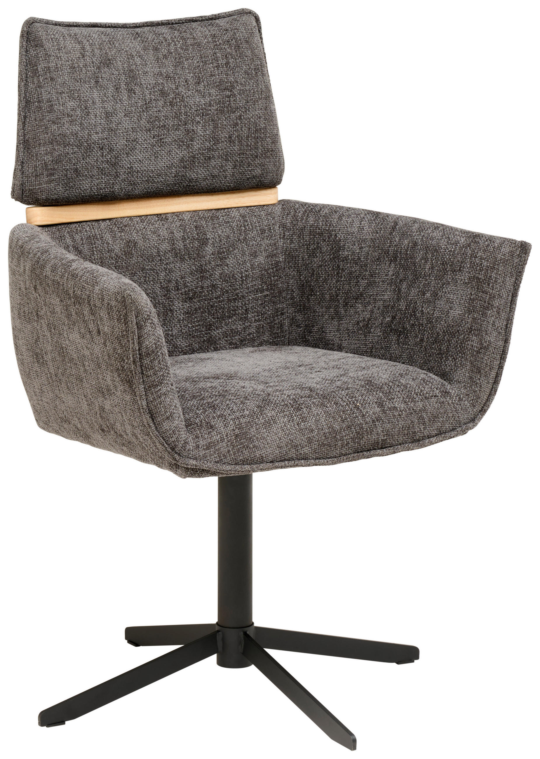 ARMLEHNSTUHL  , gepolsterte Armlehnen  , Webstoff  ,  - Dunkelgrau/Schwarz, MODERN, Holz/Textil (62/86/56cm) - MID.YOU