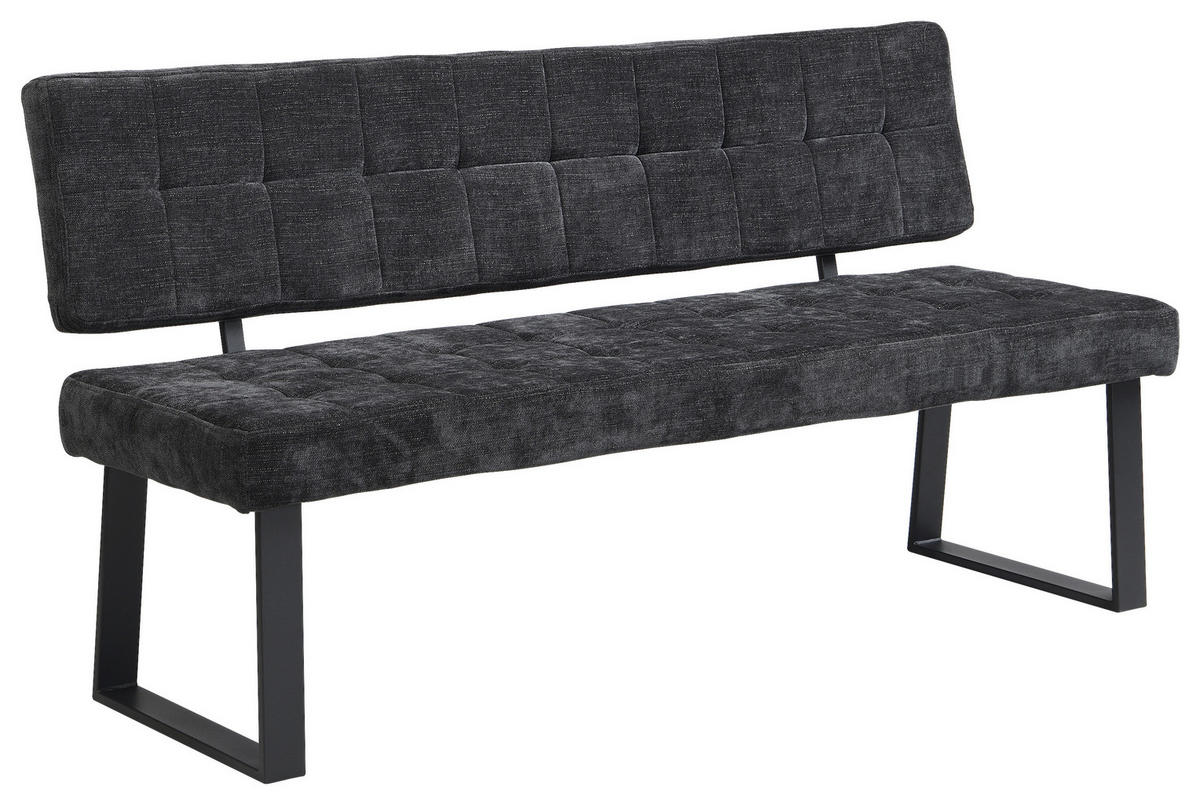 SITZBANK 160/85/56 cm Webstoff Dunkelgrau  - Dunkelgrau/Schwarz, MODERN, Textil/Metall (160/85/56cm) - Livetastic