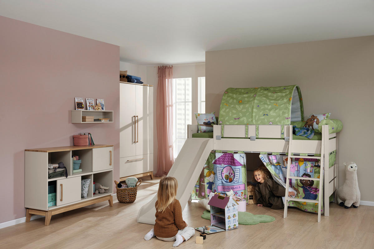 SPIELBETT Absturzsicherung, Leiter, Rutsche 90/200 cm  in Beige  - Beige, KONVENTIONELL, Holzwerkstoff (90/200cm) - Paidi
