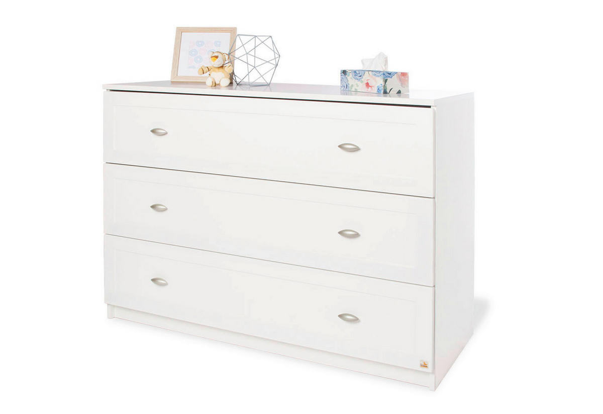 WICKELKOMMODE PINOLINO LAURA Weiß  - Alufarben/Weiß, ROMANTIK / LANDHAUS, Holzwerkstoff/Kunststoff (120/101/80cm) - Pinolino