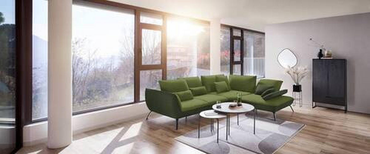 ECKSOFA in Flachgewebe Grün  - Schwarz/Grün, Design, Textil/Metall (310/250cm) - Moderano