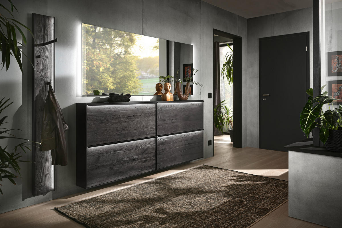 HÄNGESCHUHSCHRANK LENYA GARDEROBEN  in 98/88/20 cm  - Anthrazit/Schwarz, Design, Holz/Metall (98/88/20cm) - Johann Jakob