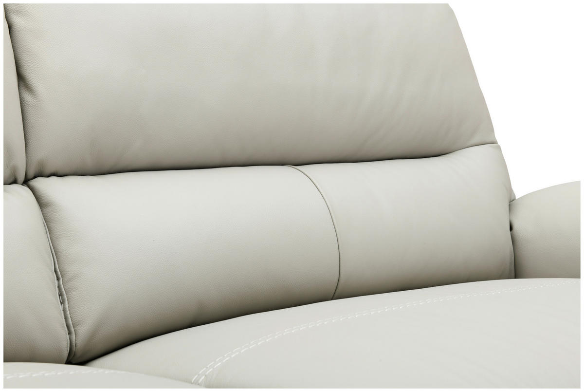 TROJMIESTNA POHOVKA, svetlosivá, pravá koža - čierna/svetlosivá, Design, koža/drevo (208/99/93cm) - Cantus