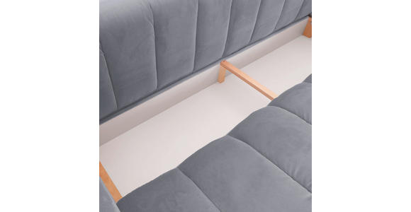 SCHLAFSOFA Samt Hellgrau Zierkissen, Rückenkissen, Bettkasten, Schlaffunktion, Rücken echt  - Hellgrau/Schwarz, MODERN, Kunststoff/Textil (210/70/110cm) - Carryhome