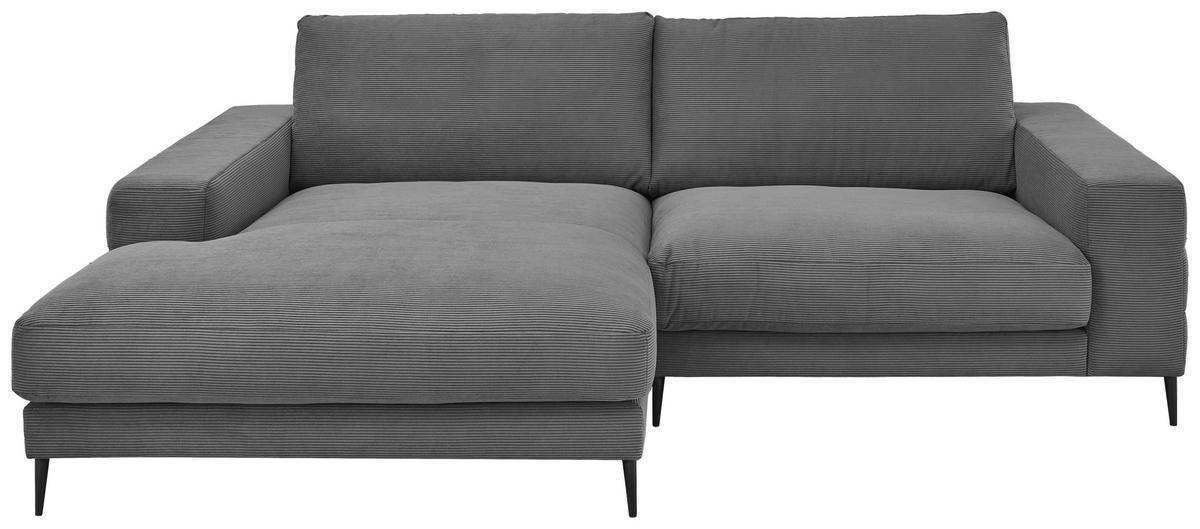 ECKSOFA in Feincord Anthrazit  - Anthrazit/Schwarz, Design, Textil/Metall (177/253cm) - Dieter Knoll