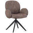 ARMLEHNSTUHL  Sitzfläche 360° drehbar, Stoffauswahl Webstoff  Schwarz, Braun  - Schwarz/Braun, Design, Textil/Metall (63/87/65cm) - Novel