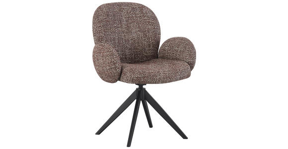 ARMLEHNSTUHL  Sitzfläche 360° drehbar, Stoffauswahl Webstoff  Schwarz, Braun  - Schwarz/Braun, Design, Textil/Metall (63/87/65cm) - Novel