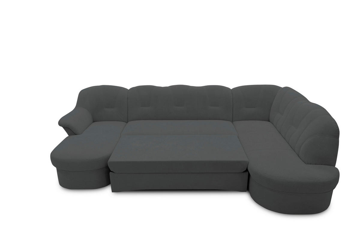 WOHNLANDSCHAFT FLORES FK Dunkelgrau Mikrofaser  - Dunkelgrau/Schwarz, KONVENTIONELL, Kunststoff/Textil (142/293/182cm) - MID.YOU