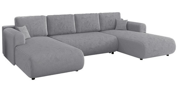 Wohnlandschaft inkl. Funktion Hellgrau Cord  - Hellgrau/Schwarz, KONVENTIONELL, Textil (200/360/200cm) - Xora