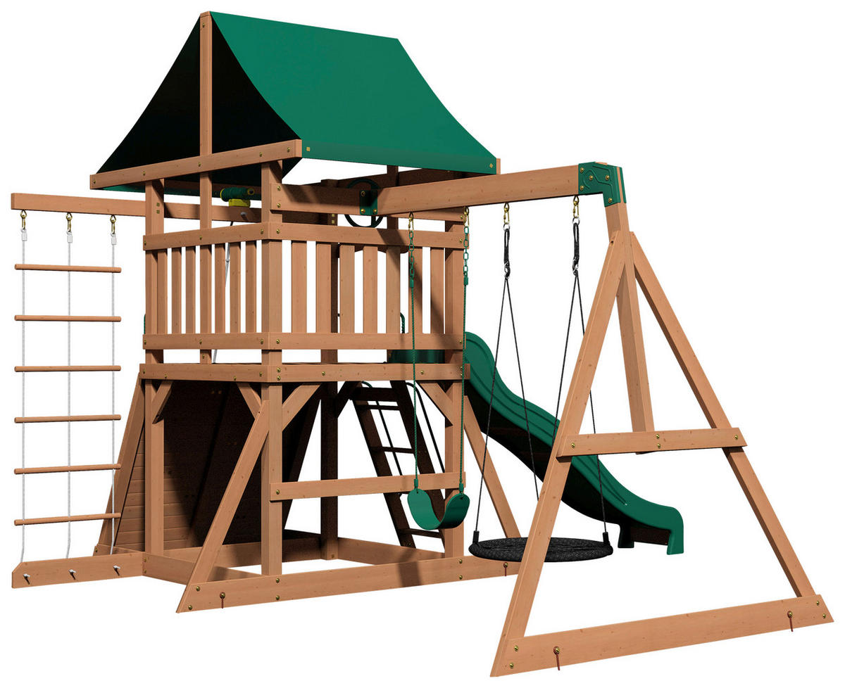 SPIELTURM GRAYSON PEAK 380/300/410 cm  - Braun/Grün, Konventionell, Holz (380/300/410cm)