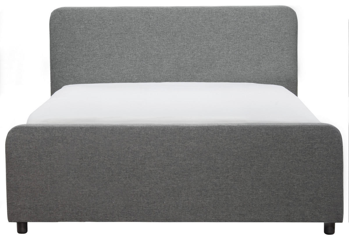 POLSTERBETT 140/200 cm  in Dunkelgrau  - Dunkelgrau/Schwarz, KONVENTIONELL, Holz/Textil (140/200cm) - Boxxx