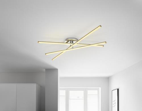 LED-DECKENLEUCHTE Simon  - Nickelfarben, Design, Metall (101/81/12cm)