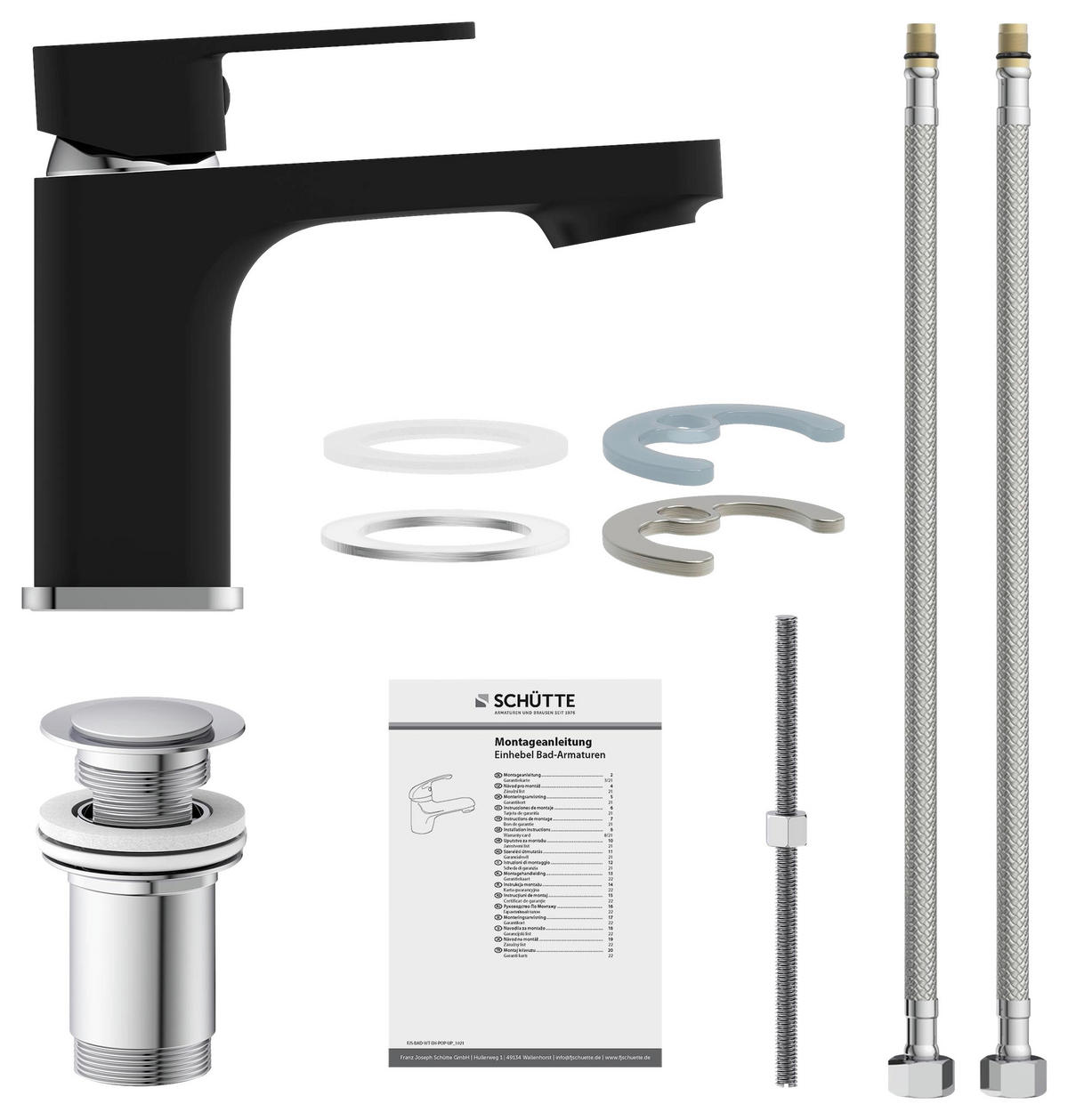 WASCHTISCHARMATUR 5/14/16 cm  - Chromfarben/Schwarz, Basics, Metall (5/14/16cm)