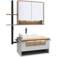 BADEZIMMER 3-teilig  in 128,5 cm  - Wildeiche/Schwarz, LIFESTYLE, Glas/Holz (128,5cm) - Voglauer