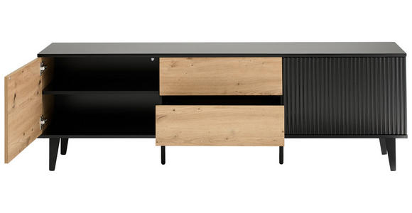 LOWBOARD in 172/56/40 cm - Schwarz/Eiche Artisan, Design, Holzwerkstoff/Metall (172/56/40cm) - Xora