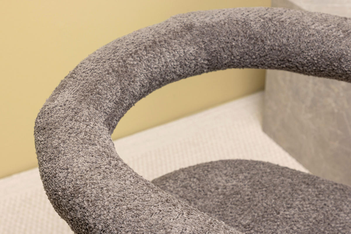 STUHL-SET 2 Stück  in Stahl Bouclé Metall, Textil  - Braun/Grau, Design, Textil/Metall (65/75/54cm) - Livetastic
