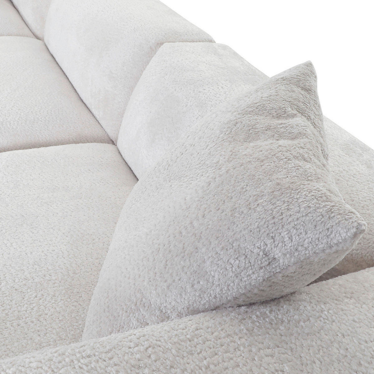 BIGSOFA in Chenille Creme  - Creme/Schwarz, Modern, Kunststoff/Textil (320/66/111cm) - Carryhome