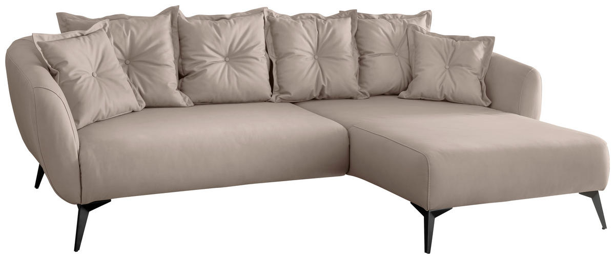CANAPÉ D'ANGLE in Lederlook Beige  - beige/noir, Modern, textile/métal (277/162cm) - Livetastic