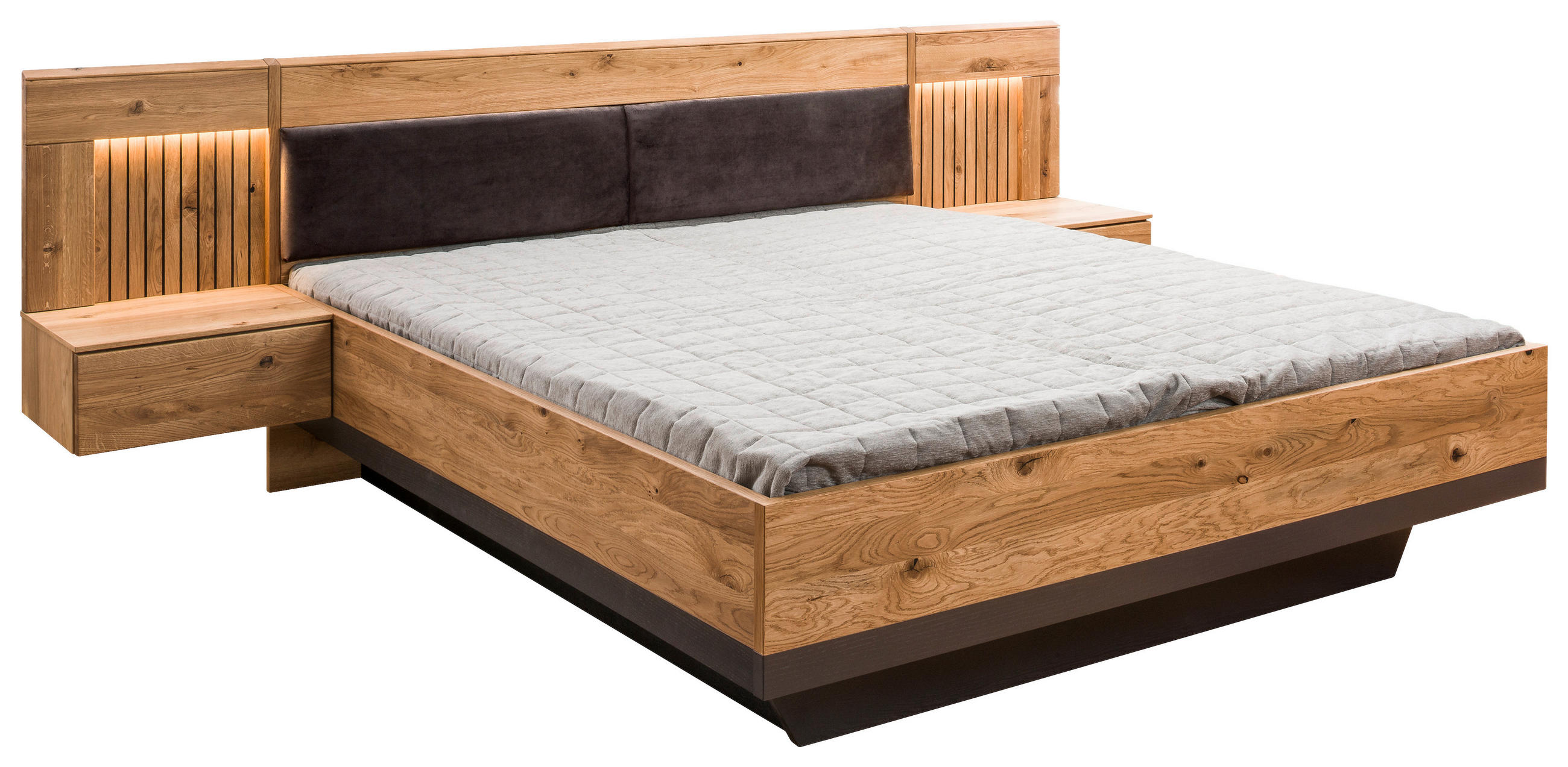 BETTANLAGE 160/200 cm  in Schwarz, Eichefarben  - Eichefarben/Schwarz, LIFESTYLE, Holz/Holzwerkstoff (160/200cm) - Linea Natura