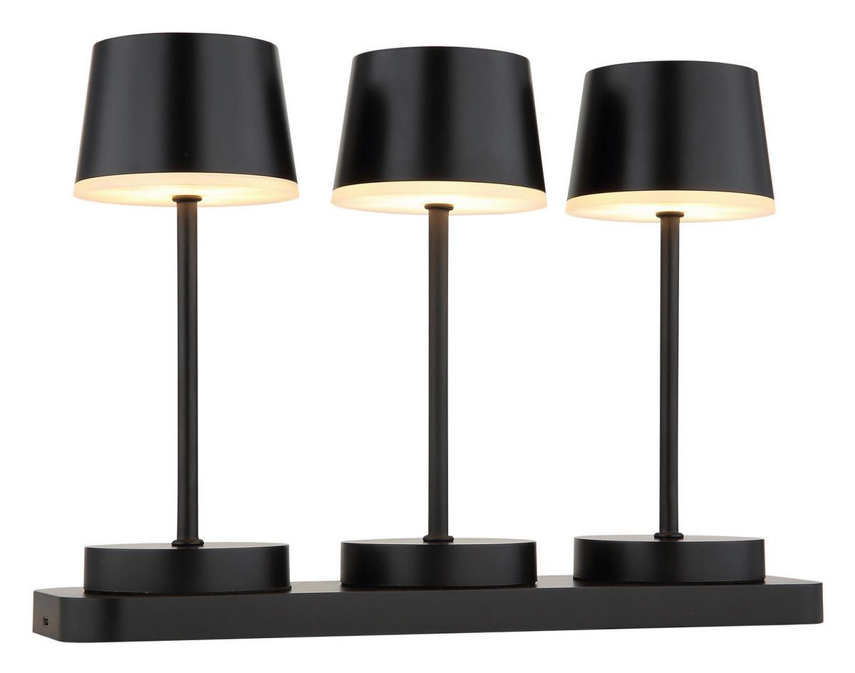 AKKU-TISCHLEUCHTE Dawson 8,3/20 cm  - Opal/Schwarz, Design, Kunststoff/Metall (8,3/20cm) - Globo