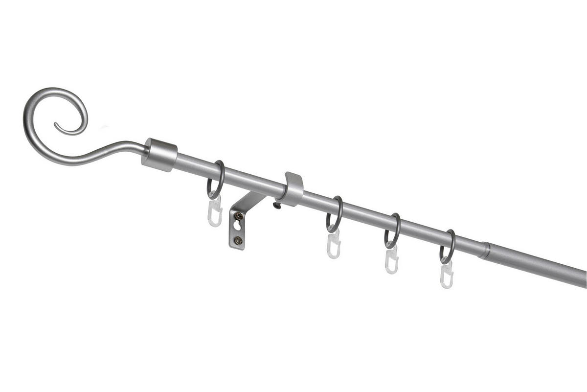 VORHANGSTANGENSET 130 cm  - Grau Hochglanz, Basics, Metall (130cm)