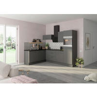 ECKKÜCHE 200/270 cm  in Grau  - Edelstahlfarben/Anthrazit, Basics, Holzwerkstoff/Metall (200/270cm) - Optifit