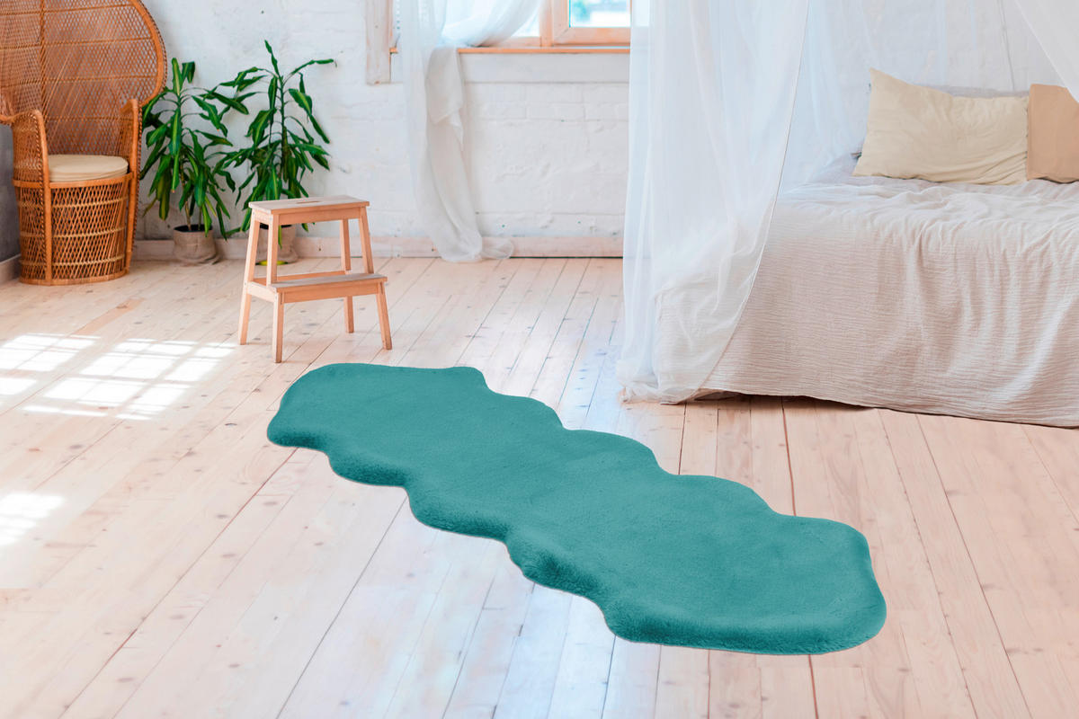 HOCHFLORTEPPICH 60/180 cm Rabbit Sheepskin 300 Türkis Türkis  - Türkis, KONVENTIONELL, Kunststoff/Textil (60/180cm)