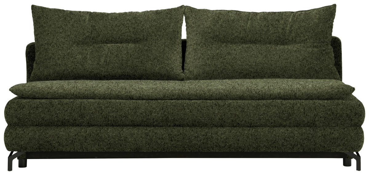 KANAPÉÁGY olívazöld  - olívazöld/fekete, Modern, textil/fém (208/73/92/102cm) - Novel