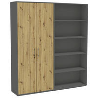 AKTENSCHRANK Anthrazit, Eiche Artisan  - Anthrazit/Eiche Artisan, MODERN, Holzwerkstoff (168,8/185,6/33cm) - MID.YOU