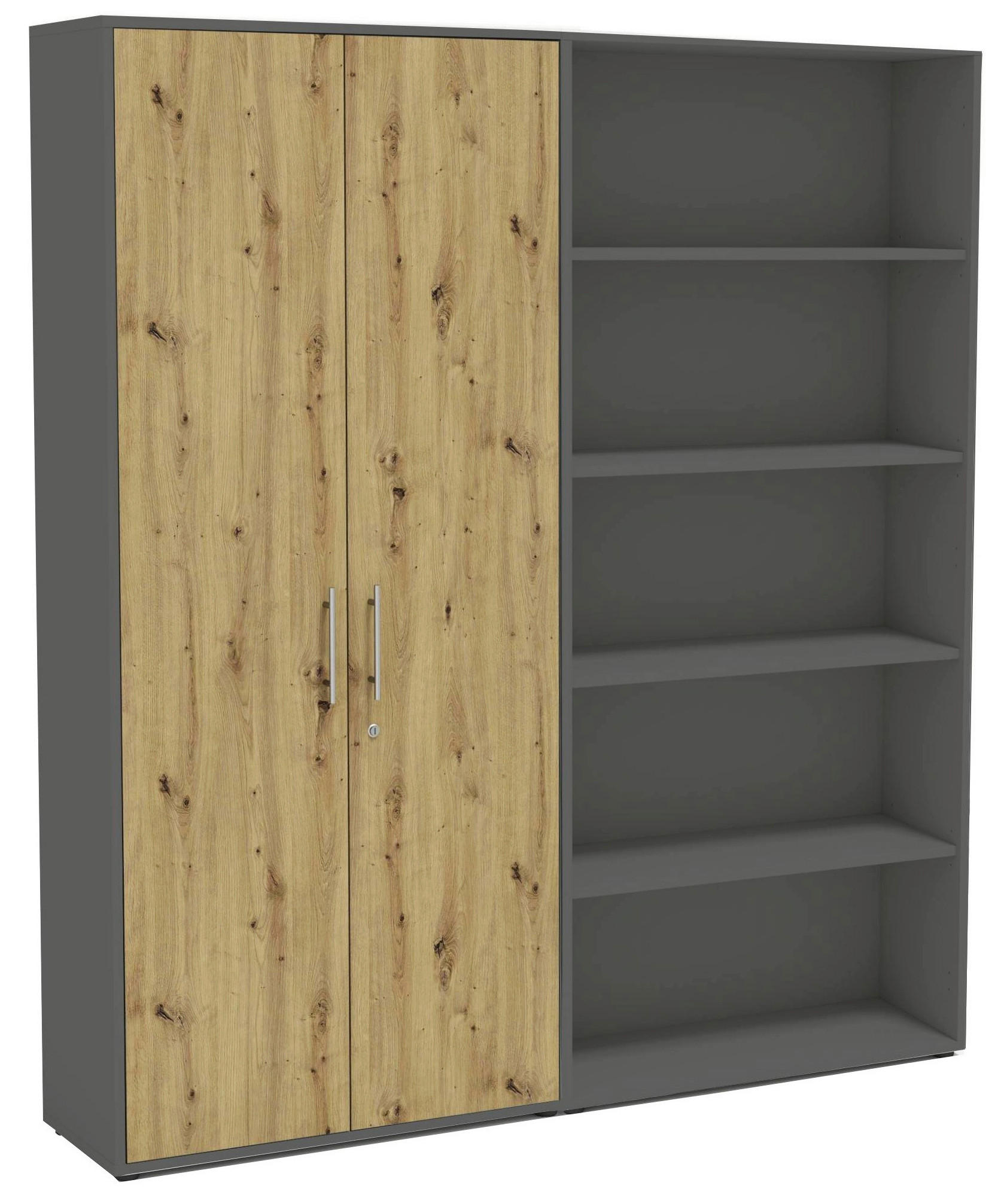 Mid.you Aktenschrank Office Edition Anthrazit, Eiche Artisan 168.8x185.6x33 cm