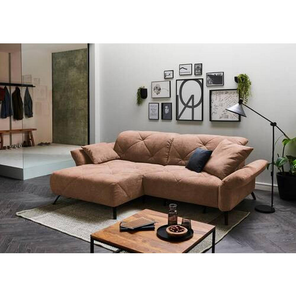 Thumbnail - Moderano Ecksofa, Kupfer, Textil, 2-Sitzer, Ottomane links, L-Form, 244x173 cm, Lederauswahl, Stoffauswahl, Rücken echt,...