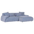 ECKSOFA  in Flachgewebe Blau  274/174 cm  - Blau/Schwarz, KONVENTIONELL, Kunststoff/Textil (274/174cm) - Carryhome