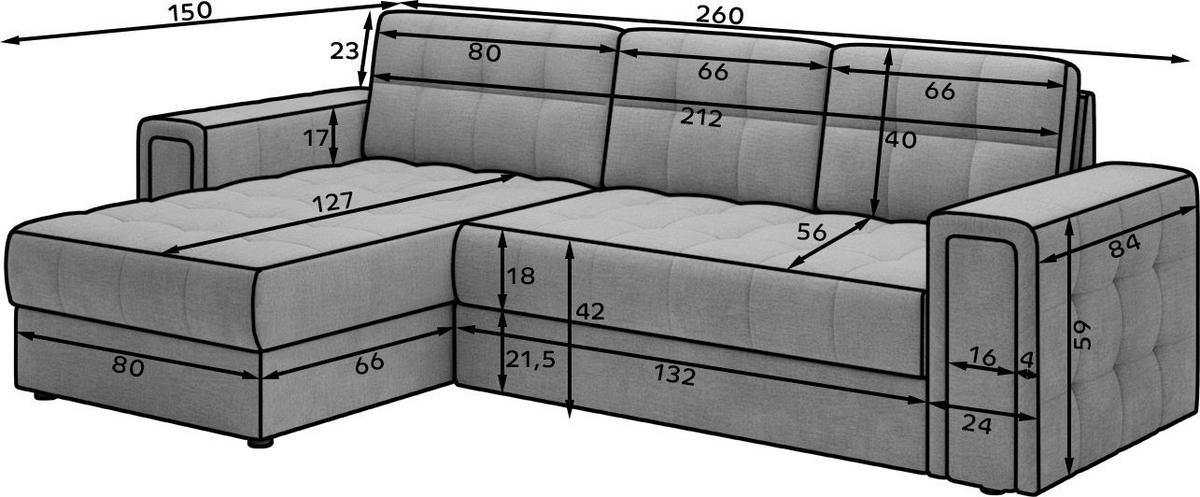 ECKSOFA Samt Grau  - Schwarz/Grau, Design, Kunststoff/Textil (260/150cm) - MID.YOU