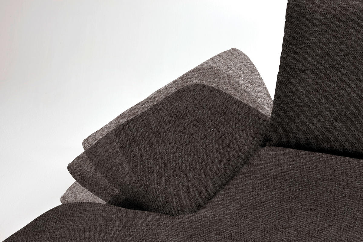 ECKSOFA in Flachgewebe Dunkelbraun  159/314 cm  - Dunkelbraun/Schwarz, Design, Holz/Textil (159/314cm) - Dieter Knoll