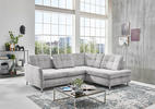 ECKSOFA Hellgrau Webstoff  - Chromfarben/Hellgrau, KONVENTIONELL, Textil/Metall (242/210cm) - Beldomo Style