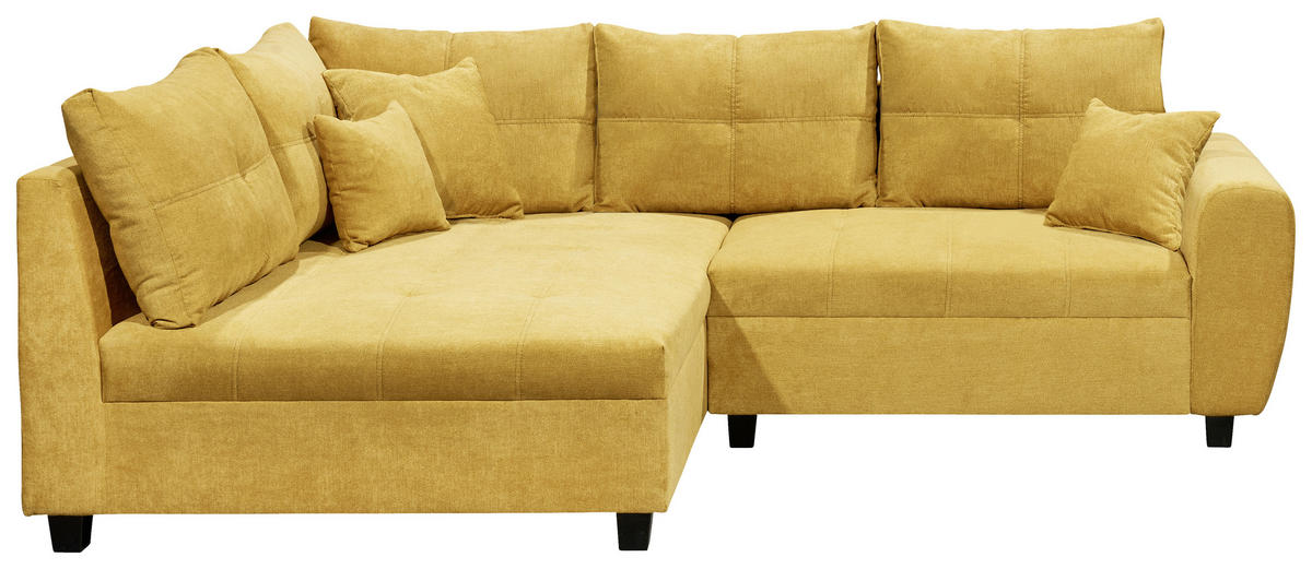 ROHOVÁ SEDACIA SÚPRAVA, textil, kompozitné drevo, žltá - čierna/žltá, Basics, kompozitné drevo/textil (176/248cm) - MID.YOU