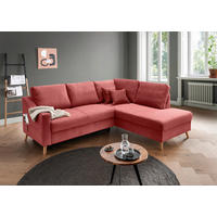ECKSOFA Cord Koralle  - Koralle/Naturfarben, Modern, Holz/Textil (230/200cm) - Livetastic