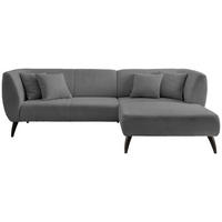 ECKSOFA in Bouclé Anthrazit  - Anthrazit/Schwarz, Modern, Holz/Textil (264/160cm) - MID.YOU