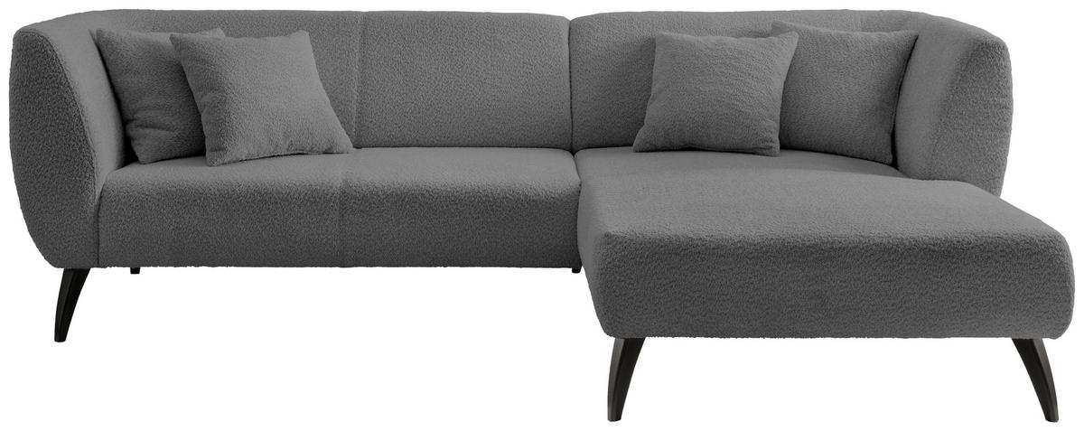 ECKSOFA in Bouclé Anthrazit  - Anthrazit/Schwarz, Modern, Holz/Textil (264/160cm) - MID.YOU