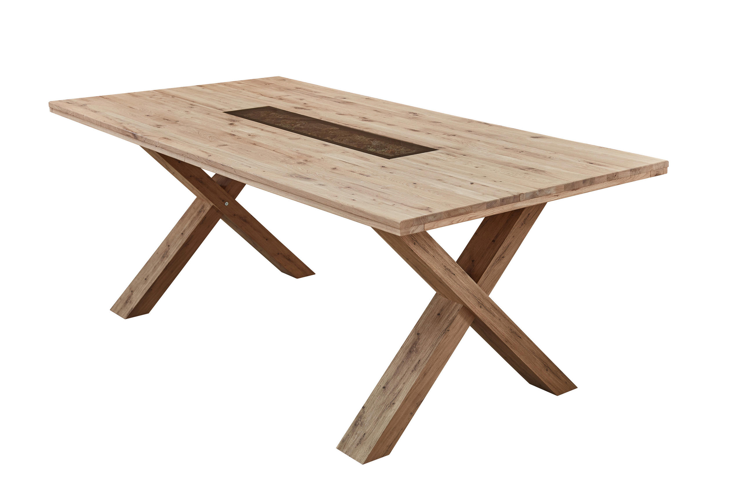 ESSTISCH in Holz, Glas, Holzwerkstoff  - Wildeiche/Schwarz, Natur, Glas/Holz (200/78/100cm) - Livetastic