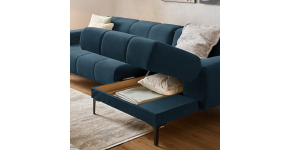 ECKSOFA in Chenille Blau 311/167 cm - Blau/Schwarz, Design, Textil/Metall (311/167cm) - Xora