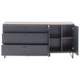 SIDEBOARD Schwarz, Eichefarben  178/84/44 cm  - Eichefarben/Anthrazit, Design, Glas/Holz (178/84/44cm) - Novel