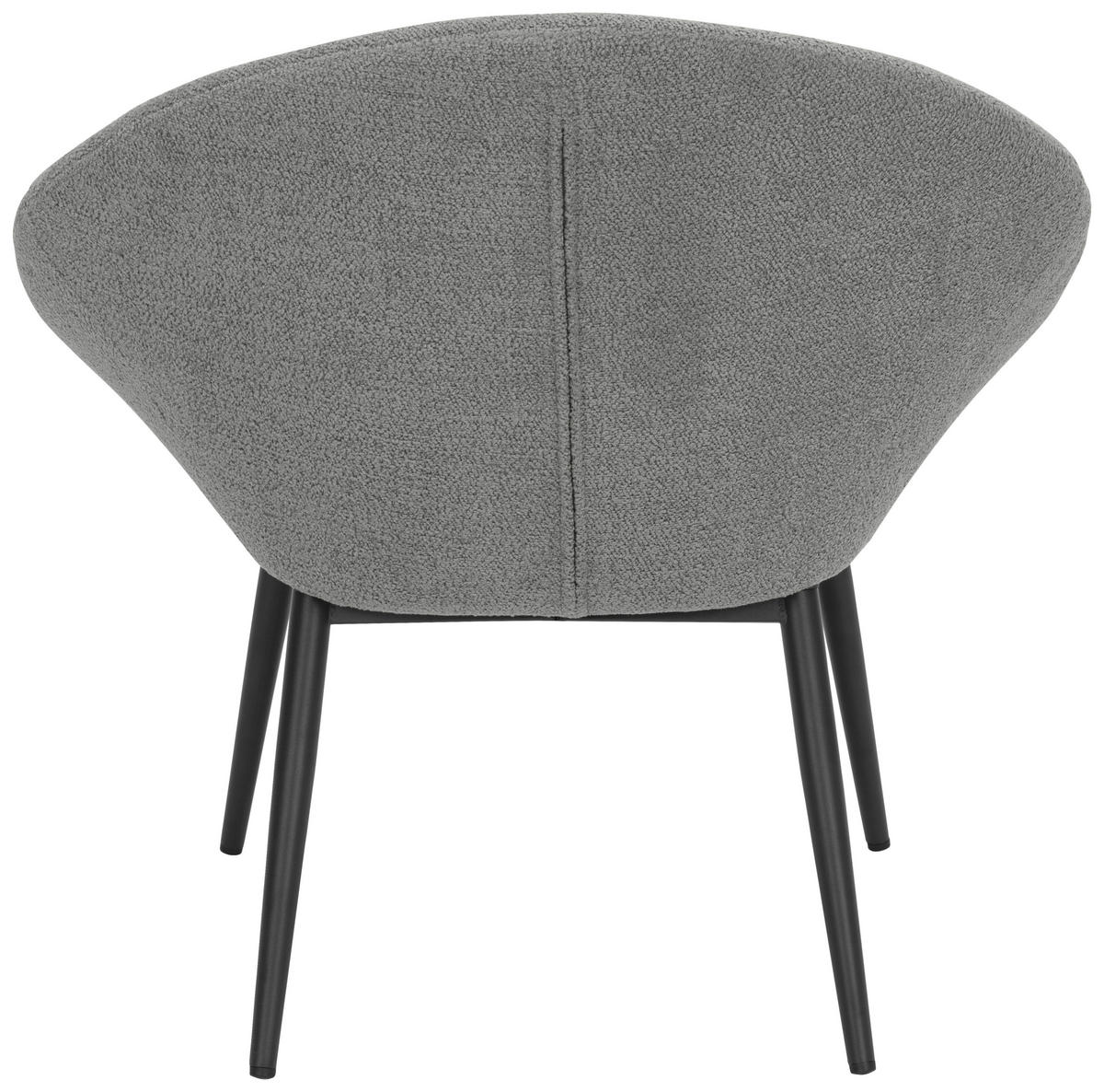SESSEL in Bouclé Grau  - Schwarz/Grau, Design, Textil/Metall (77/77/64cm) - P & B